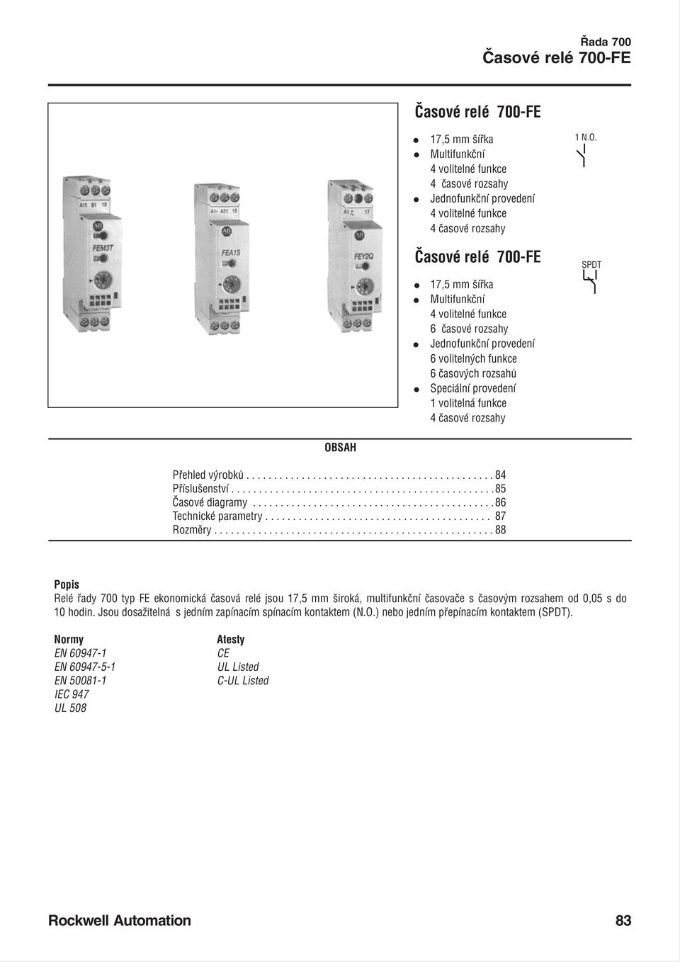 ............................................ 84 Příslušenství................................................85 Časové diagramy............................................86 Technické parametry.