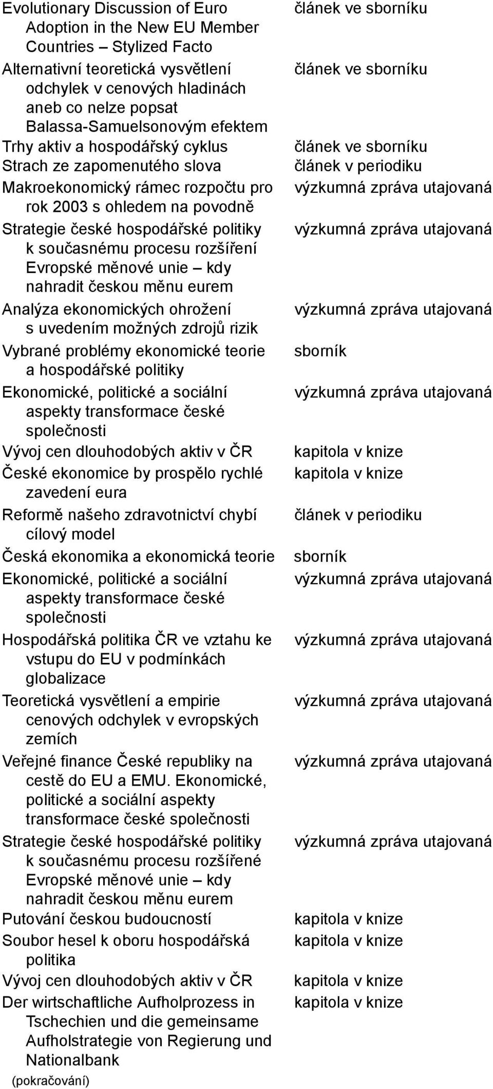 rozšíření Evropské měnové unie kdy nahradit českou měnu eurem Analýza ekonomických ohrožení s uvedením možných zdrojů rizik Vybrané problémy ekonomické teorie a hospodářské politiky Ekonomické,