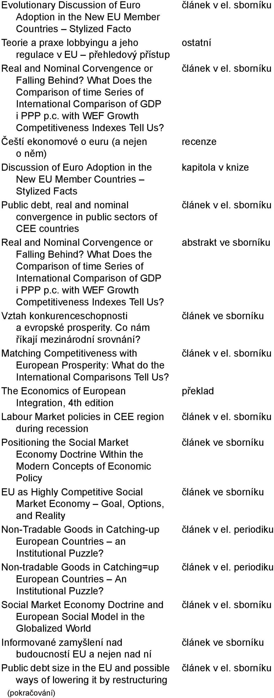 Čeští ekonomové o euru (a nejen o něm) Discussion of Euro Adoption in the New EU Member Countries Stylized Facts Public debt, real and nominal convergence in public sectors of CEE countries Real and