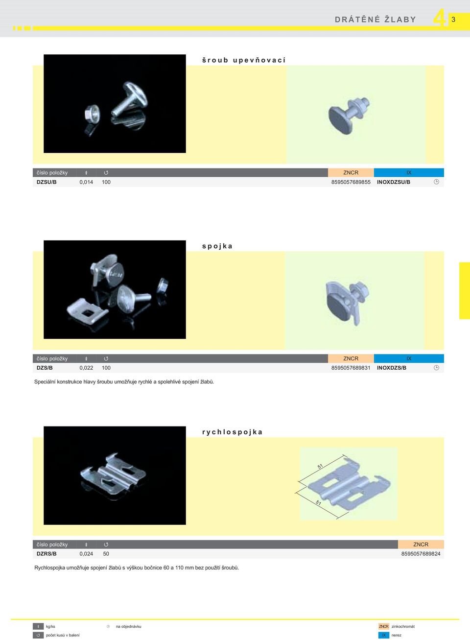 rychlospojka 51 51 číslo položky ZNCR DZRS/B 0,02 50 859505768982 Rychlospojka umožňuje spojení žlabů s