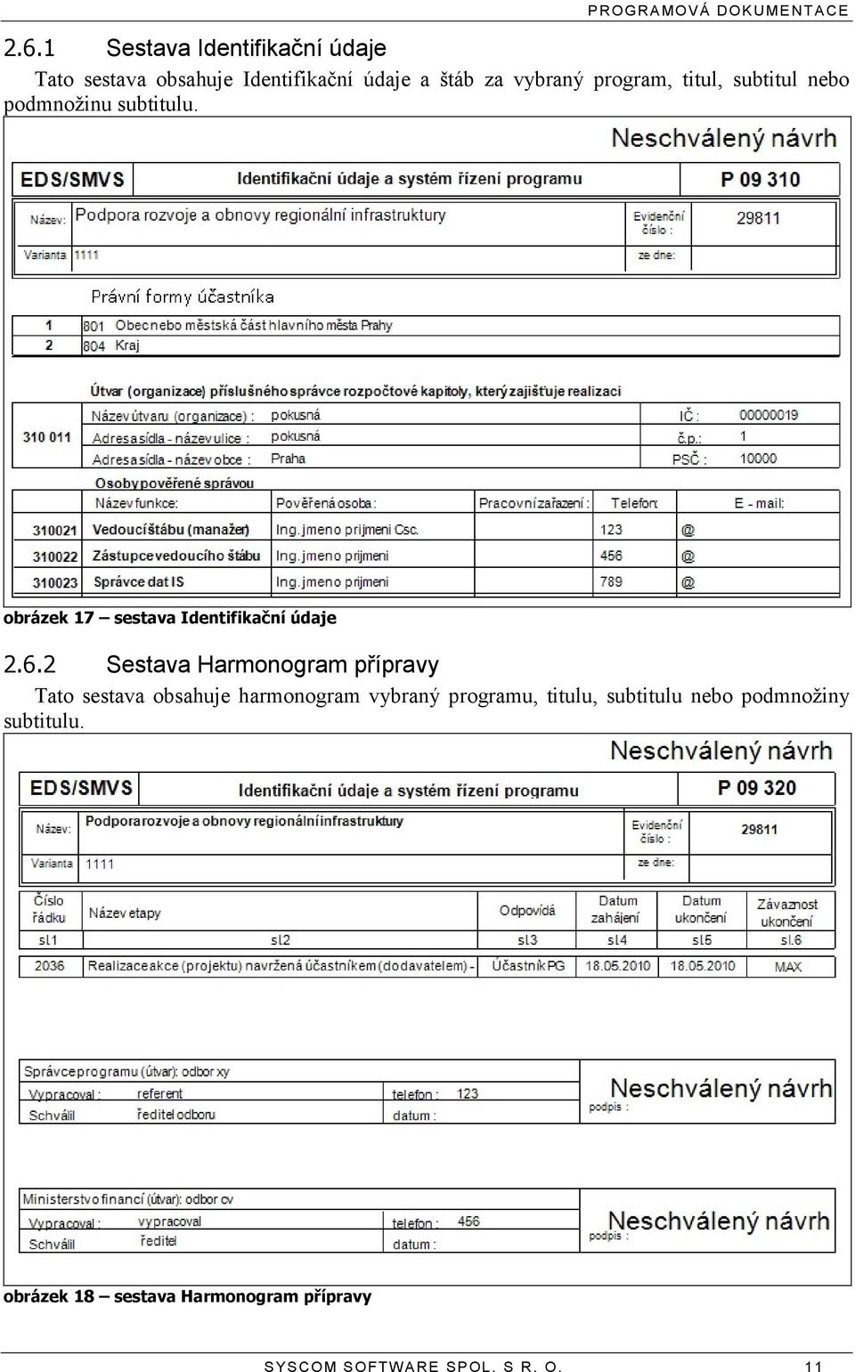 2 Sestava Harmonogram přípravy Tato sestava obsahuje harmonogram vybraný programu, titulu,