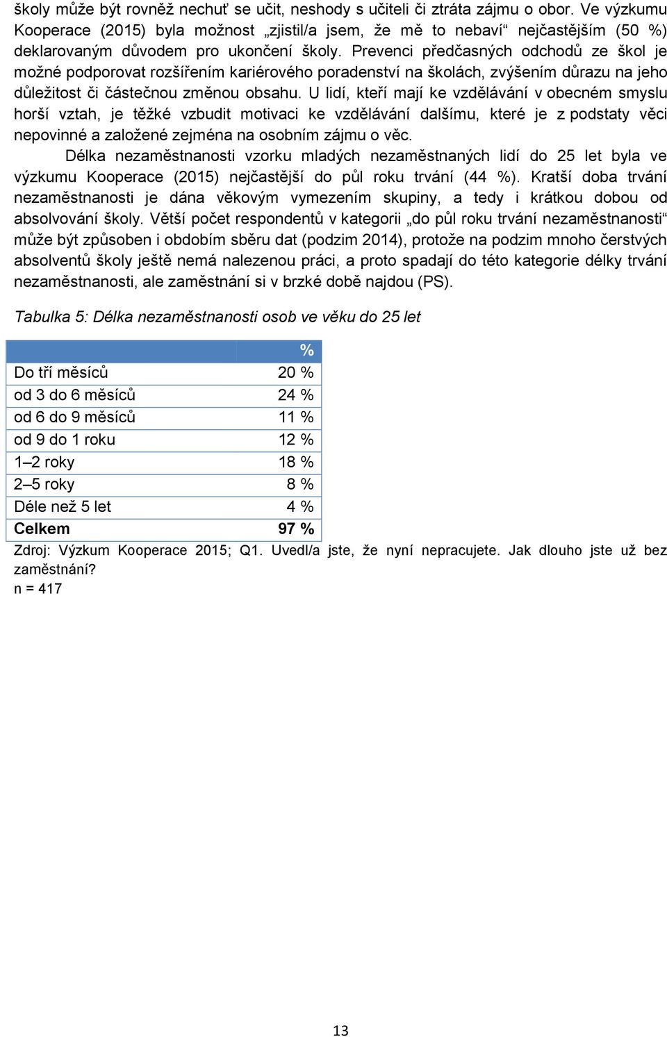 Prevenci předčasných odchodů ze škol je možné podporovat rozšířením kariérového poradenství na školách, zvýšením důrazu na jeho důležitost či částečnou změnou obsahu.