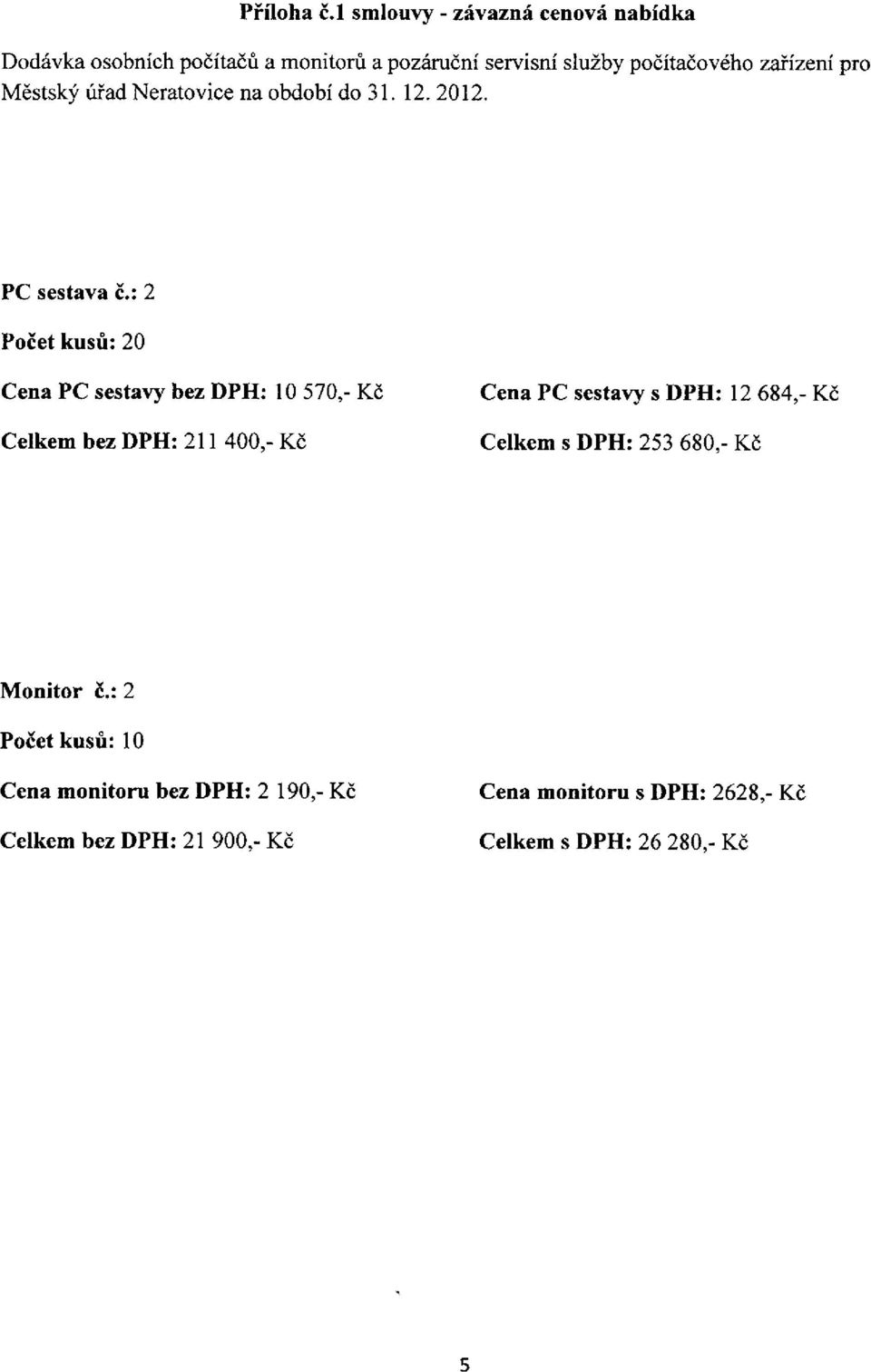 pto Mdstski uiad Neratovice na obdobi do 31. 12.2012. PC sestava i.