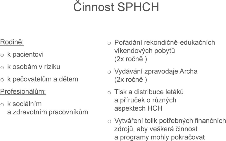 ) Vydávání zpravdaje Archa (2x rčně ) Tisk a distribuce letáků a příruček různých