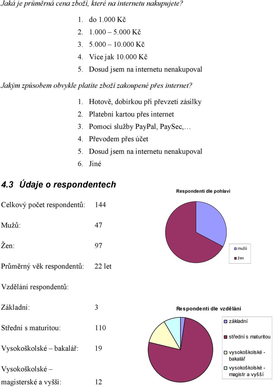 Pomocí služby PayPal, PaySec, 4. Převodem přes účet 5. Dosud jsem na internetu nenakupoval 6. Jiné 4.