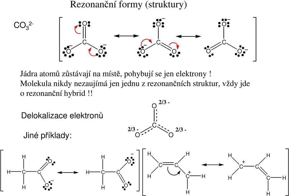 Molekula nikdy nezaujímá jen jednu z rezonančních