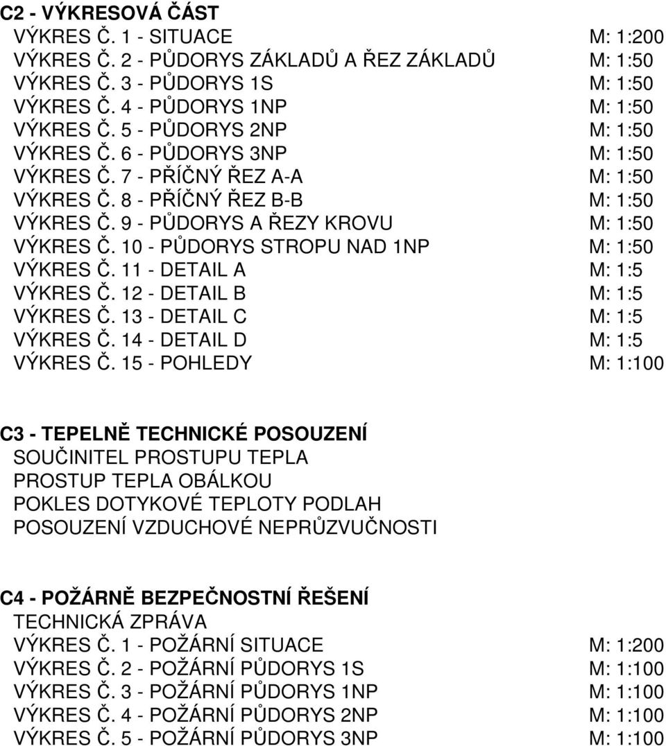 10 - PŮDORYS STROPU NAD 1NP M: 1:50 VÝKRES Č. 11 - DETAIL A M: 1:5 VÝKRES Č. 12 - DETAIL B M: 1:5 VÝKRES Č. 13 - DETAIL C M: 1:5 VÝKRES Č. 14 - DETAIL D M: 1:5 VÝKRES Č.