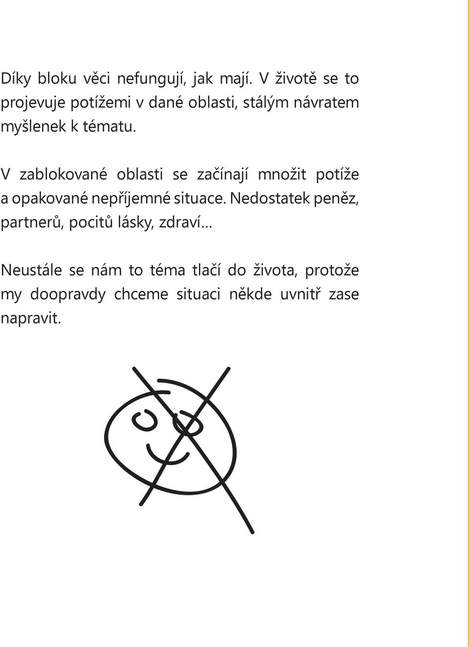 V zablokované oblasti se začínají množit potíže a opakované nepříjemné situace.