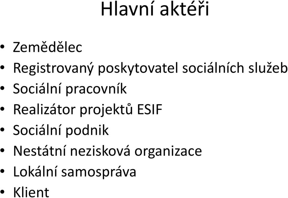 pracovník Realizátor projektů ESIF Sociální