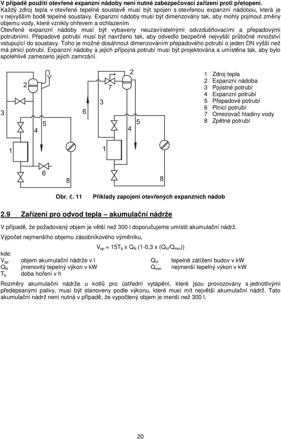 Expanzní nádoby musí být dimenzovány tak, aby mohly pojmout změny objemu vody, které vznikly ohřevem a ochlazením Otevřené expanzní nádoby musí být vybaveny neuzavíratelnými odvzdušňovacími a