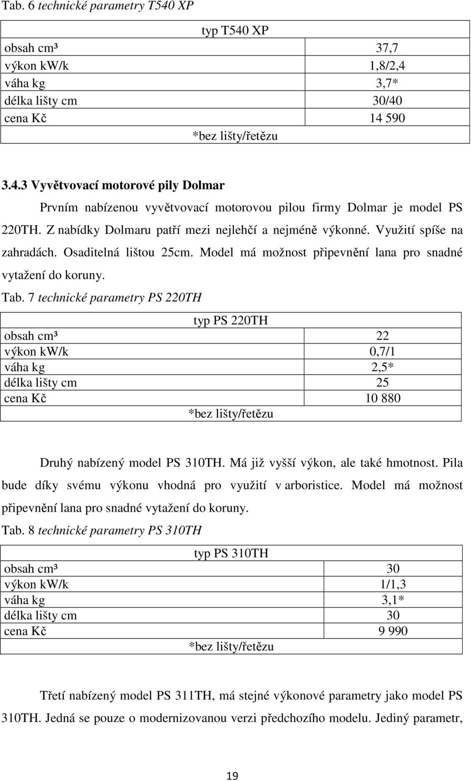 7 technické parametry PS 220TH typ PS 220TH obsah cm³ 22 výkon kw/k 0,7/1 váha kg 2,5* délka lišty cm 25 cena Kč 10 880 *bez lišty/řetězu Druhý nabízený model PS 310TH.