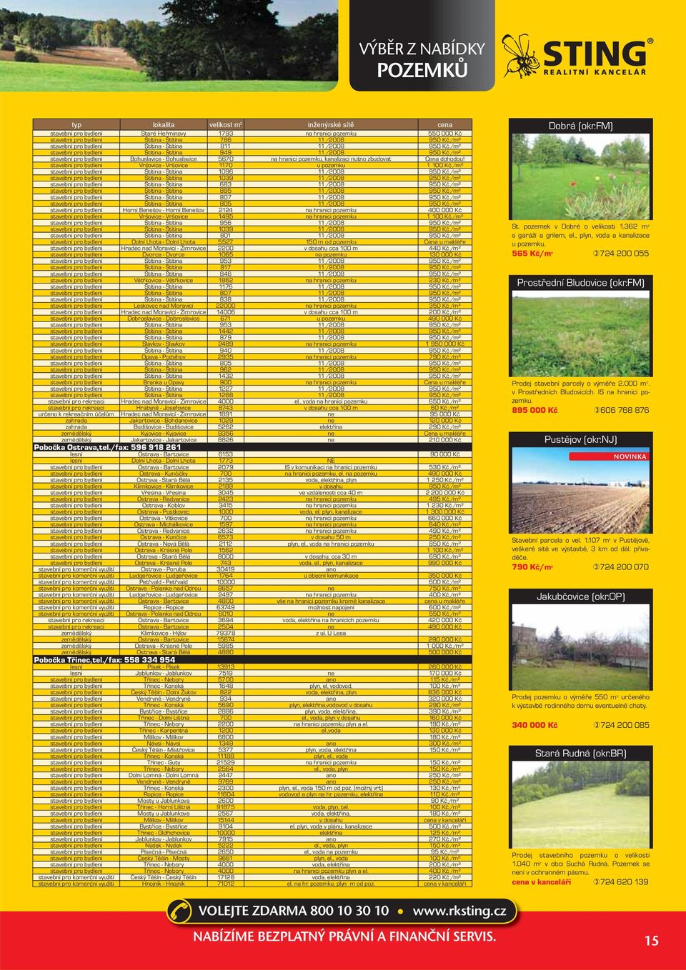 stavební pro bydlení Vršovice - Vršovice 1170 u pozemku 1 100 Kč/m² stavební pro bydlení Štítina - Štítina 1096 11/2008 950 Kč/m² stavební pro bydlení Štítina - Štítina 1039 11/2008 950 Kč/m²