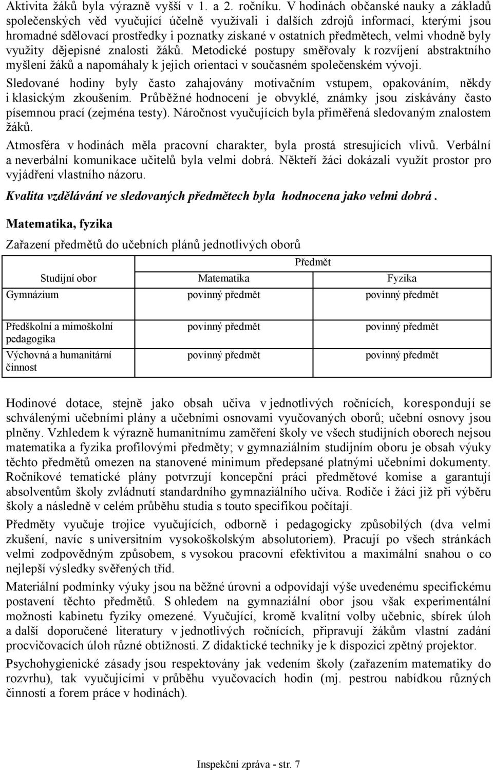 vhodně byly využity dějepisné znalosti žáků. Metodické postupy směřovaly k rozvíjení abstraktního myšlení žáků a napomáhaly k jejich orientaci v současném společenském vývoji.