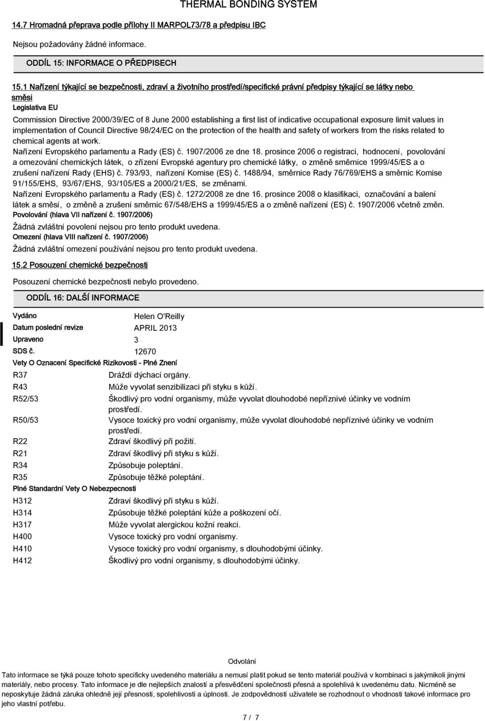 first list of indicative occupational exposure limit values in implementation of Council Directive 98/24/EC on the protection of the health and safety of workers from the risks related to chemical