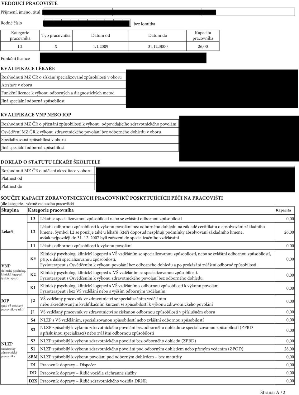 speciální odborná způsobilost KVALIFIKACE VNP NEBO JOP Rozhodnutí MZ ČR o přiznání způsobilosti k výkonu odpovídajícího zdravotnického povolání Osvědčení MZ ČR k výkonu zdravotnického povolání bez