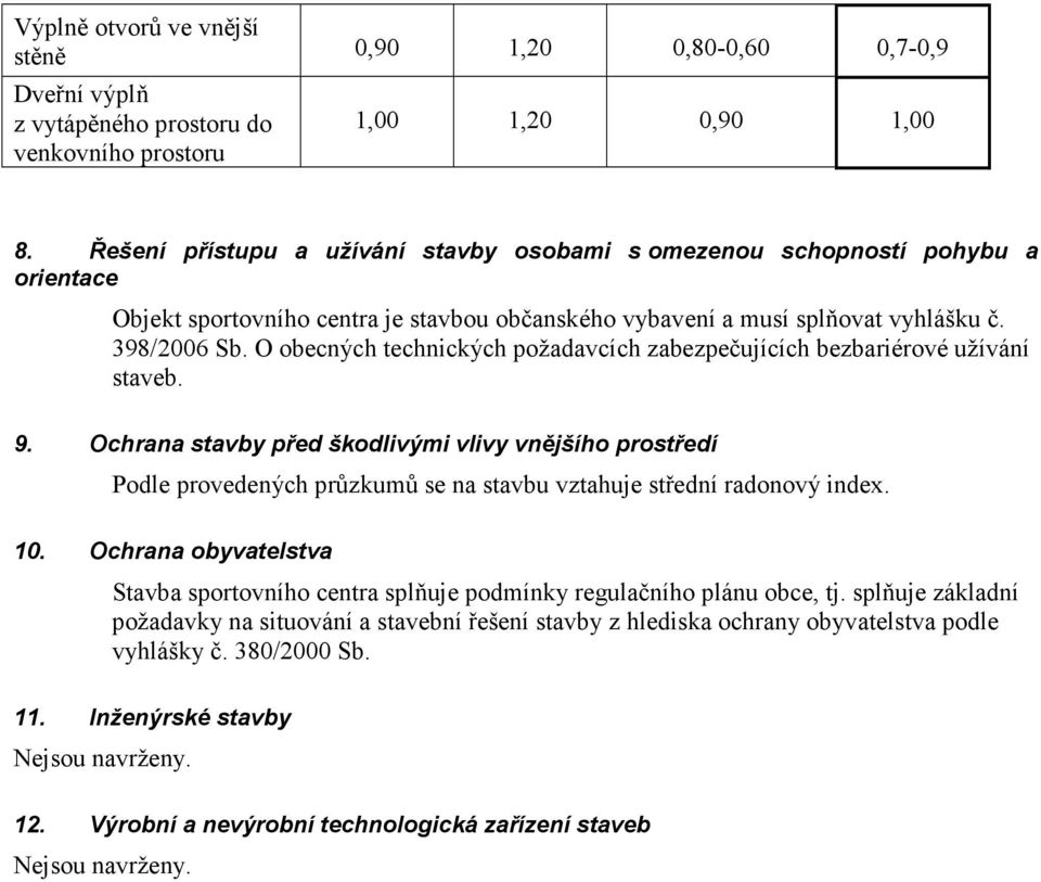 O obecných technických požadavcích zabezpečujících bezbariérové užívání staveb. 9.