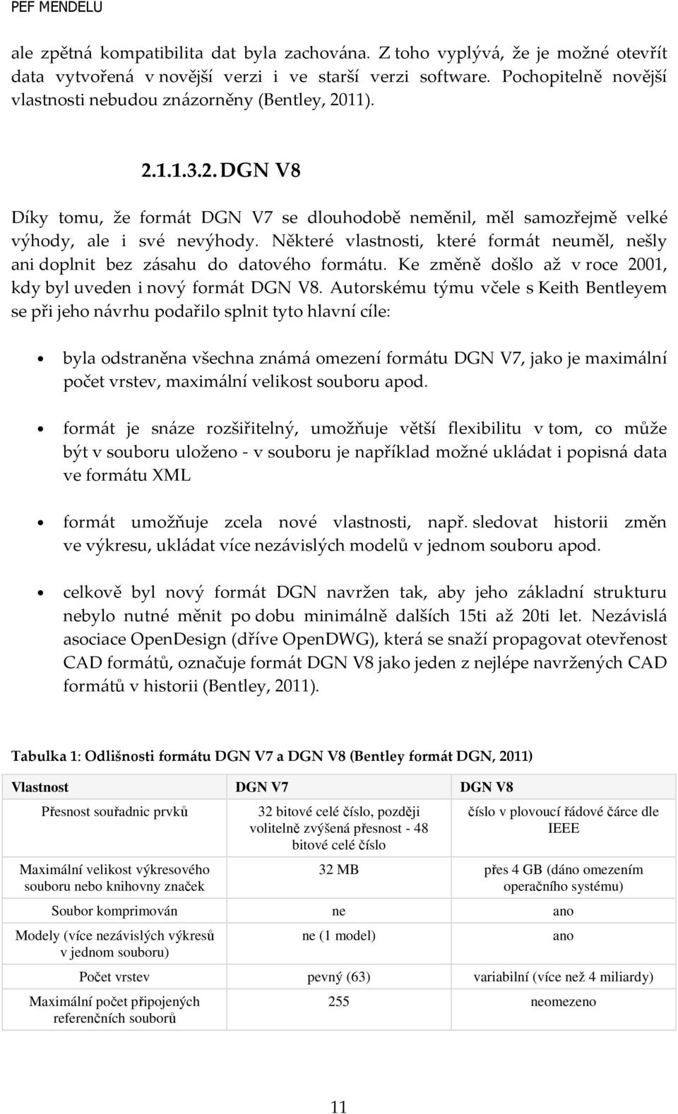 Některé vlastnosti, které formát neuměl, nešly ani doplnit bez zásahu do datového formátu. Ke změně došlo až v roce 2001, kdy byl uveden i nový formát DGN V8.