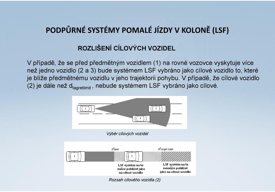 vozidlo to, které je blíže předmětnému vozidlu v jeho trajektorii pohybu.