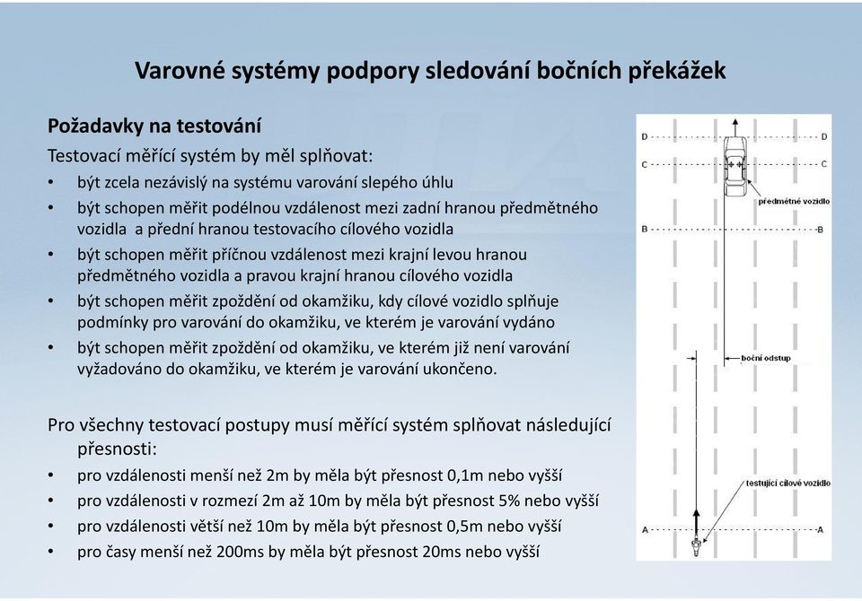 cílového vozidla být schopen měřit zpoždění od okamžiku, kdy cílové vozidlo splňuje podmínky pro varování do okamžiku, ve kterém je varování vydáno být schopen měřit zpoždění od okamžiku, ve kterém