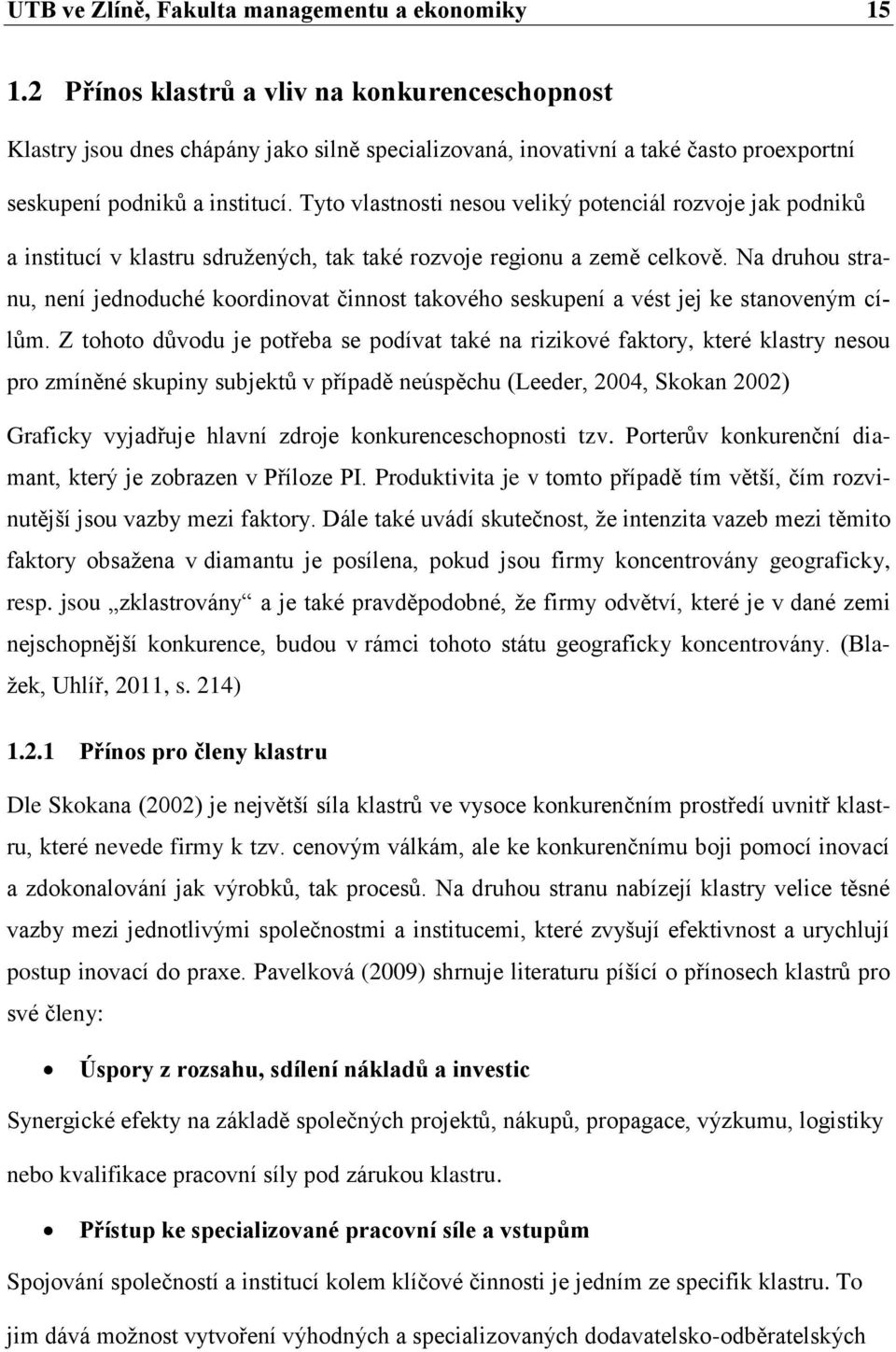 Tyto vlastnosti nesou veliký potenciál rozvoje jak podniků a institucí v klastru sdružených, tak také rozvoje regionu a země celkově.