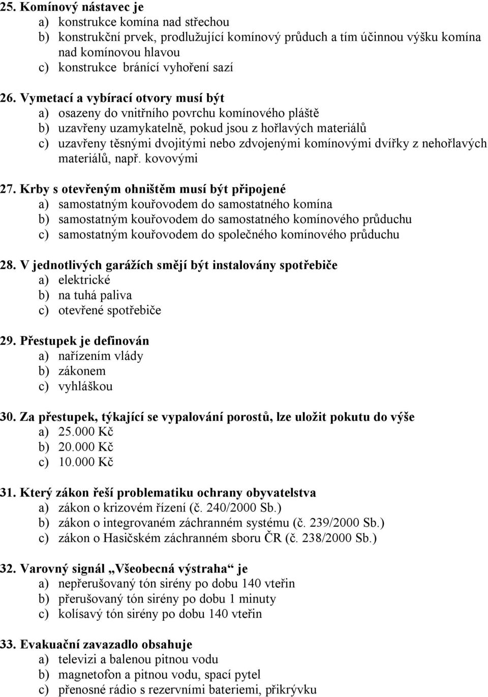 komínovými dvířky z nehořlavých materiálů, např. kovovými 27.