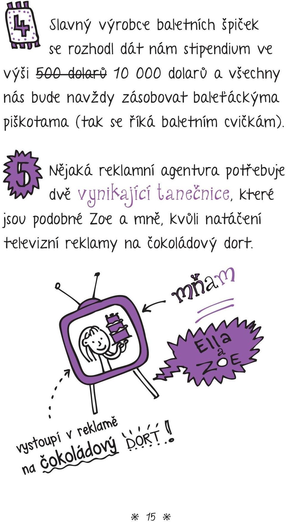 Nějaká reklamní agentura potřebuje dvě vynikající tanečnice, které jsou podobné Zoe a mně, kvůli