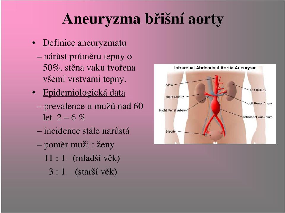 Epidemiologická data prevalence u mužů nad 60 let 2 6 %