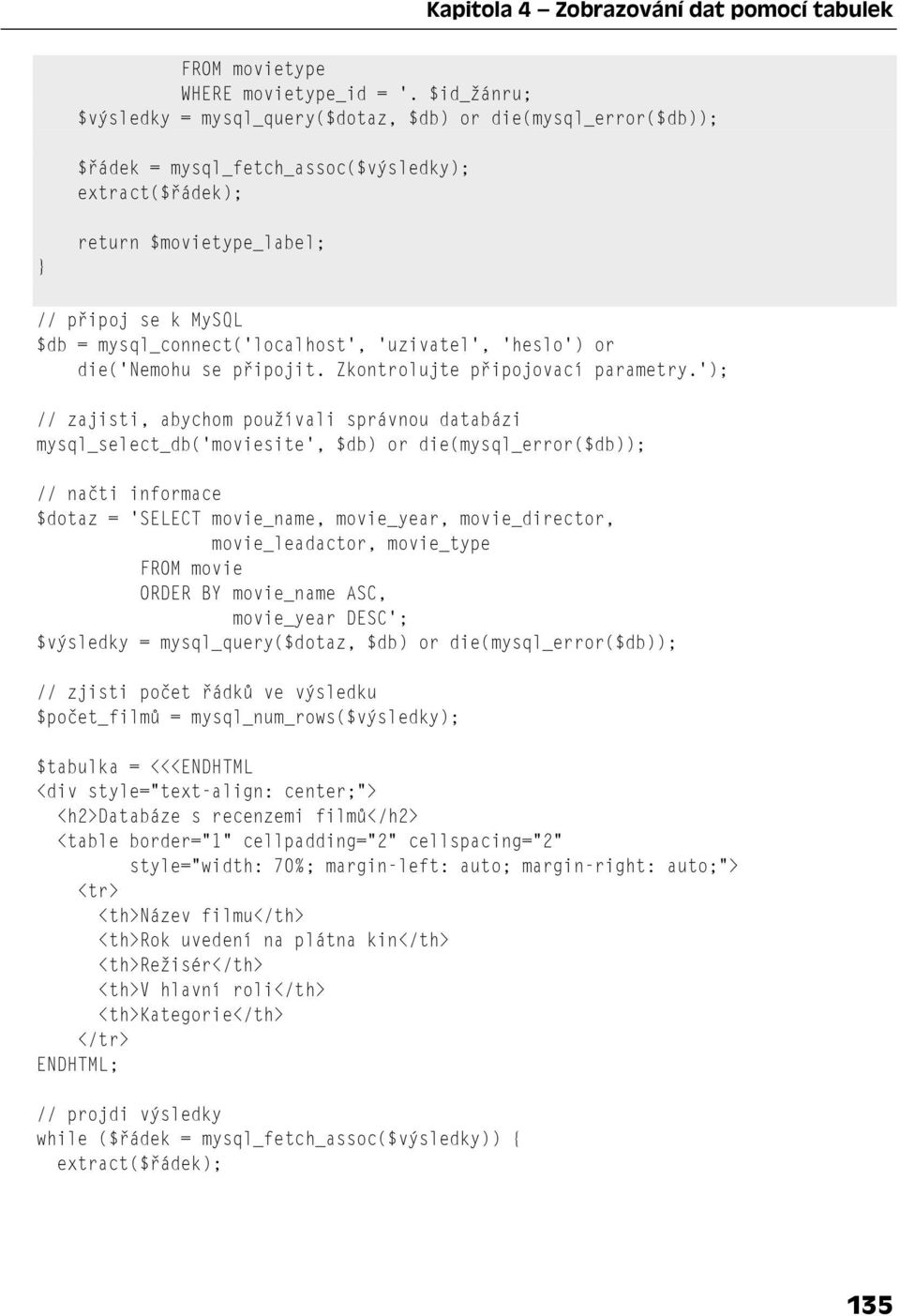 mysql_connect('localhost', 'uzivatel', 'heslo') or die('nemohu se připojit. Zkontrolujte připojovací parametry.