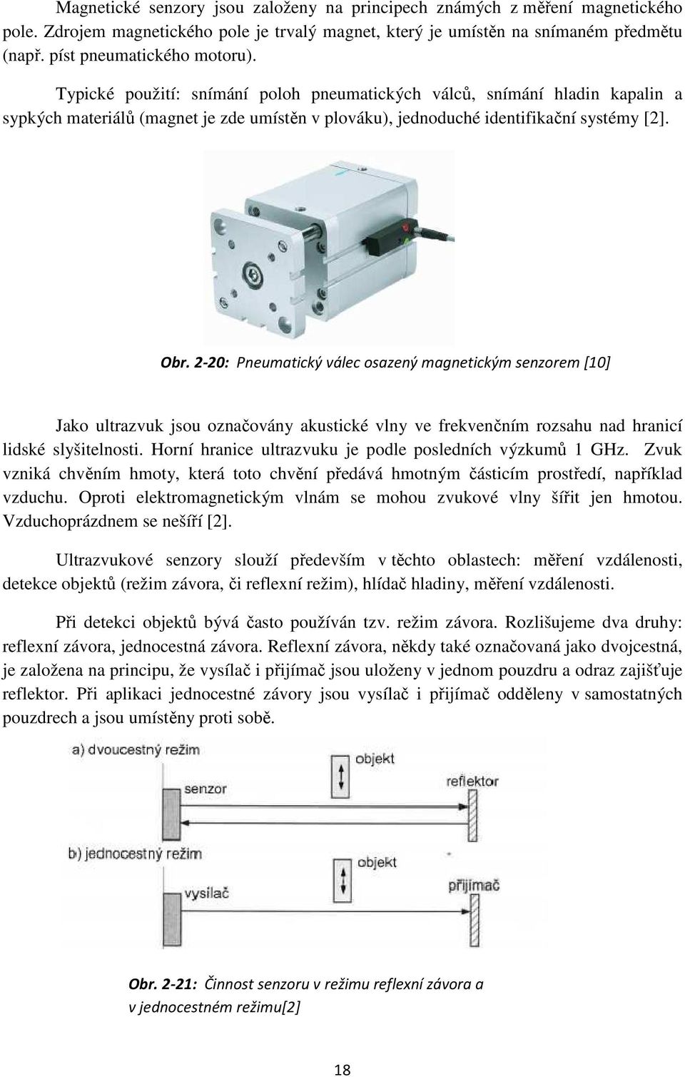 2-20: Pneumatický válec osazený magnetickým senzorem [10] Jako ultrazvuk jsou označovány akustické vlny ve frekvenčním rozsahu nad hranicí lidské slyšitelnosti.