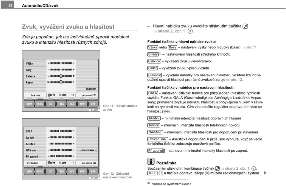 11 St edy 3) nastavování hlasitosti st edního kmito tu Vysky Basy Zvuk rádia R F Hlasitost Bra-0035 Obr.