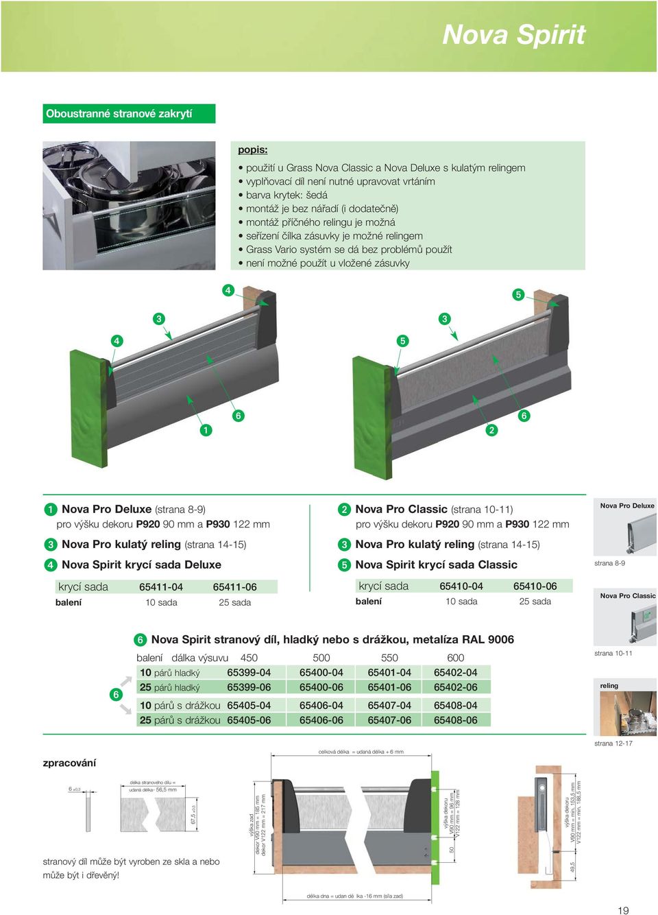 výšku dekoru P920 90 mm a P930 122 mm Nova Pro kulatý reling (strana 14-15) Nova Spirit krycí sada Deluxe krycí sada 65411-04 65411-06 balení 10 sada 25 sada Nova Pro Classic (strana 10-11) pro výšku