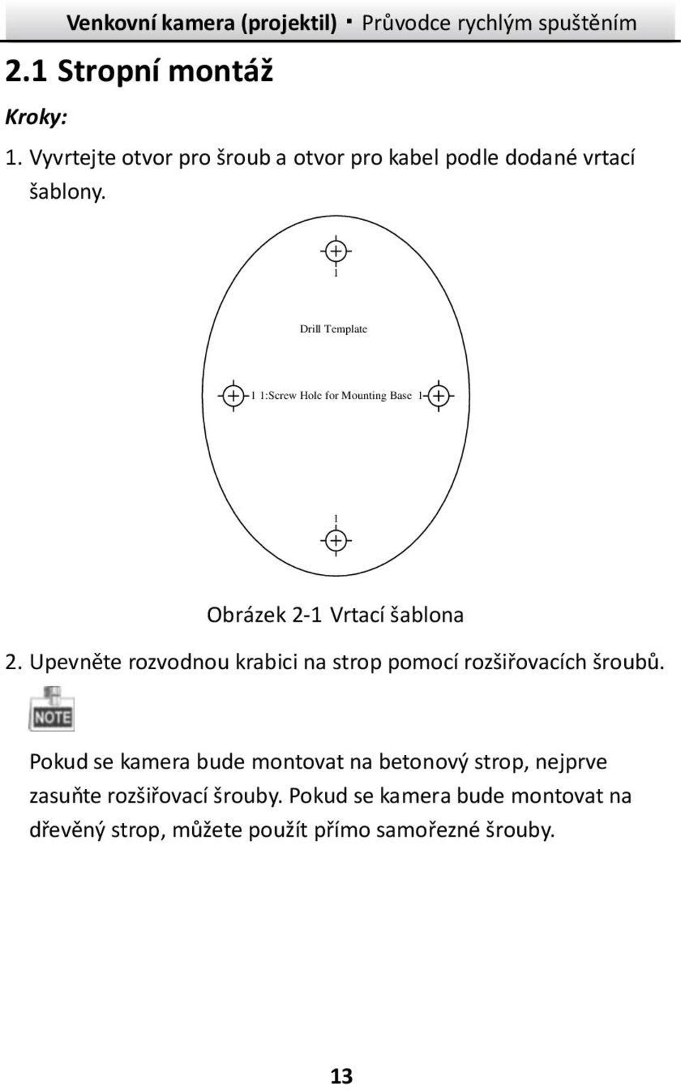 Upevněte rozvodnou krabici na strop pomocí rozšiřovacích šroubů.