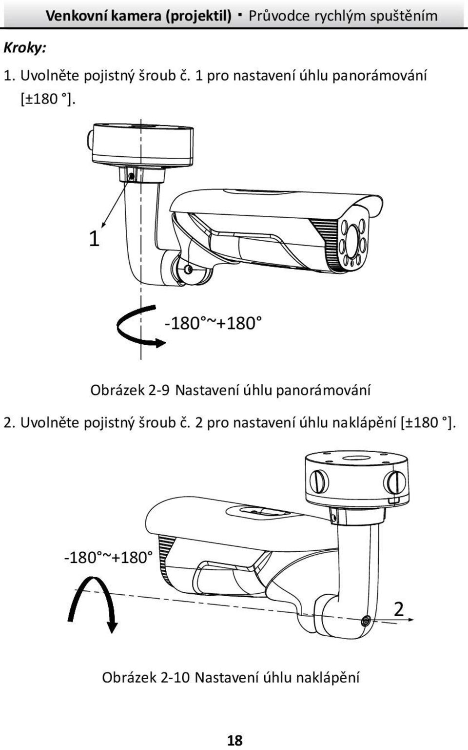 1-180 ~+180 Obrázek 2-9 Nastaveníúhlu panorámování 2.