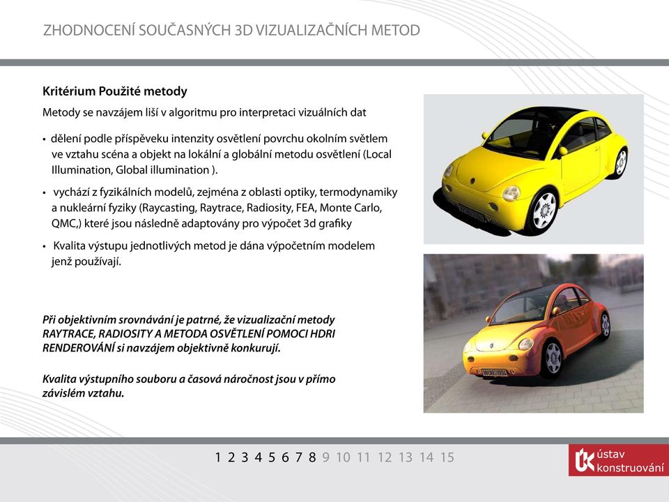 vychází z fyzikálních modelů, zejména z oblasti optiky, termodynamiky a nukleární fyziky (Raycasting, Raytrace, Radiosity, FEA, Monte Carlo, QMC,) které jsou následně adaptovány pro výpočet 3d