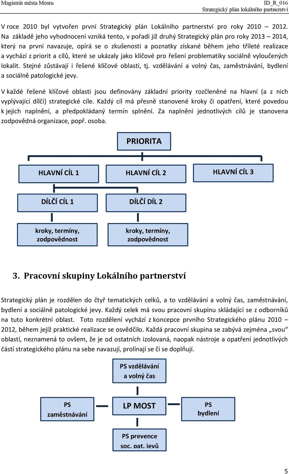 vychází z priorit a cílů, které se ukázaly jako klíčové pro řešení problematiky sociálně vyloučených lokalit. Stejné zůstávají i řešené klíčové oblasti, tj.