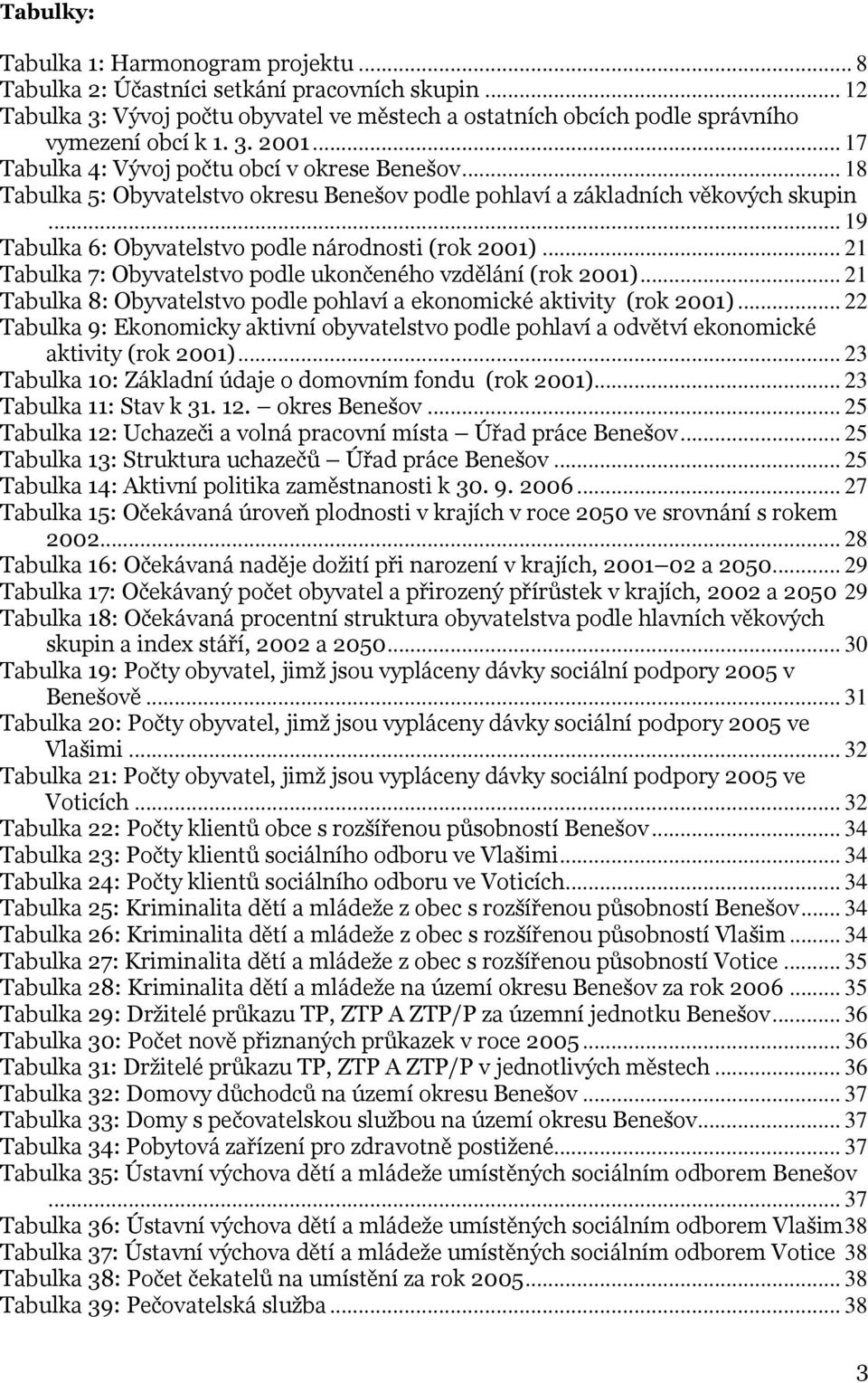 .. 21 Tabulka 7: Obyvatelstvo podle ukončeného vzdělání (rok 2001)... 21 Tabulka 8: Obyvatelstvo podle pohlaví a ekonomické aktivity (rok 2001).