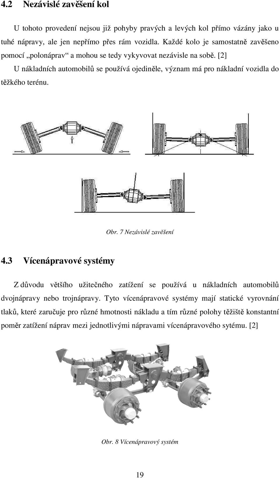 [2] U nákladních automobilů se používá ojediněle, význam má pro nákladní vozidla do těžkého terénu. Obr. 7 Nezávislé zavěšení 4.