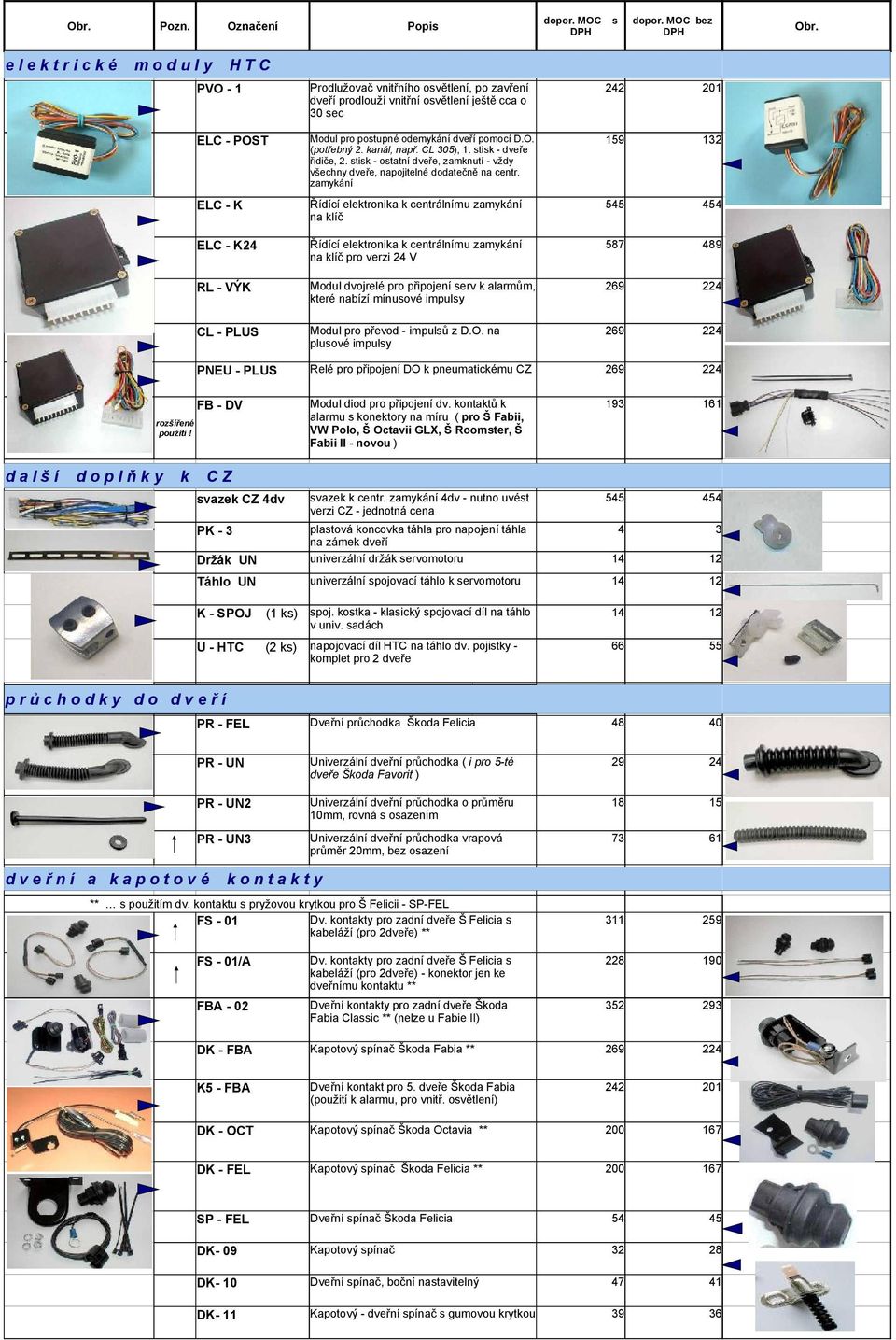 pro postupné odemykání dveří pomocí D.O. (potřebný 2. kanál, např. CL 305), 1. stisk - dveře 159 132 řidiče, 2. stisk - ostatní dveře, zamknutí - vždy všechny dveře, napojitelné dodatečně na centr.