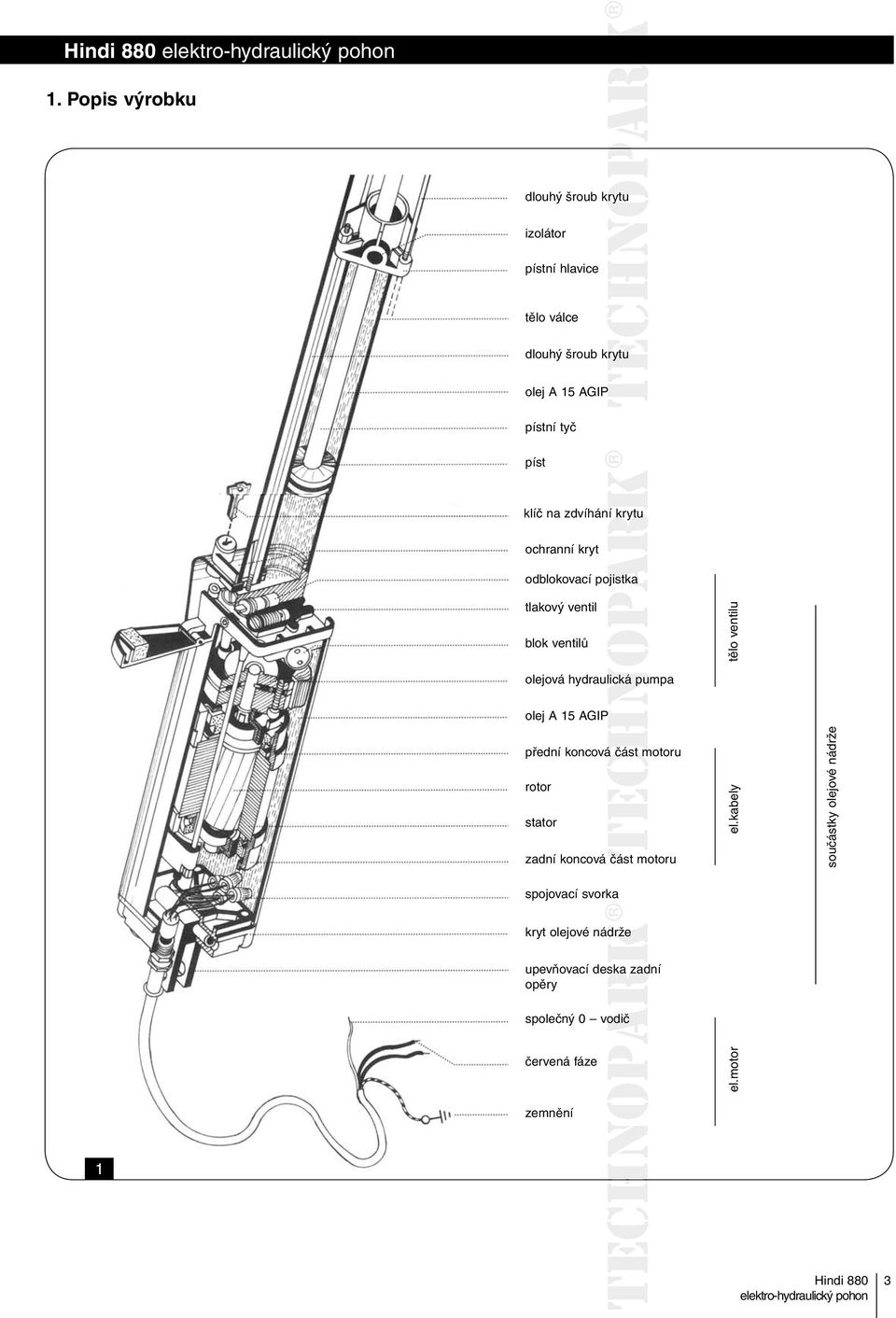 hydraulická pumpa olej A 15 AGIP přední koncová část motoru rotor stator zadní koncová část motoru spojovací svorka