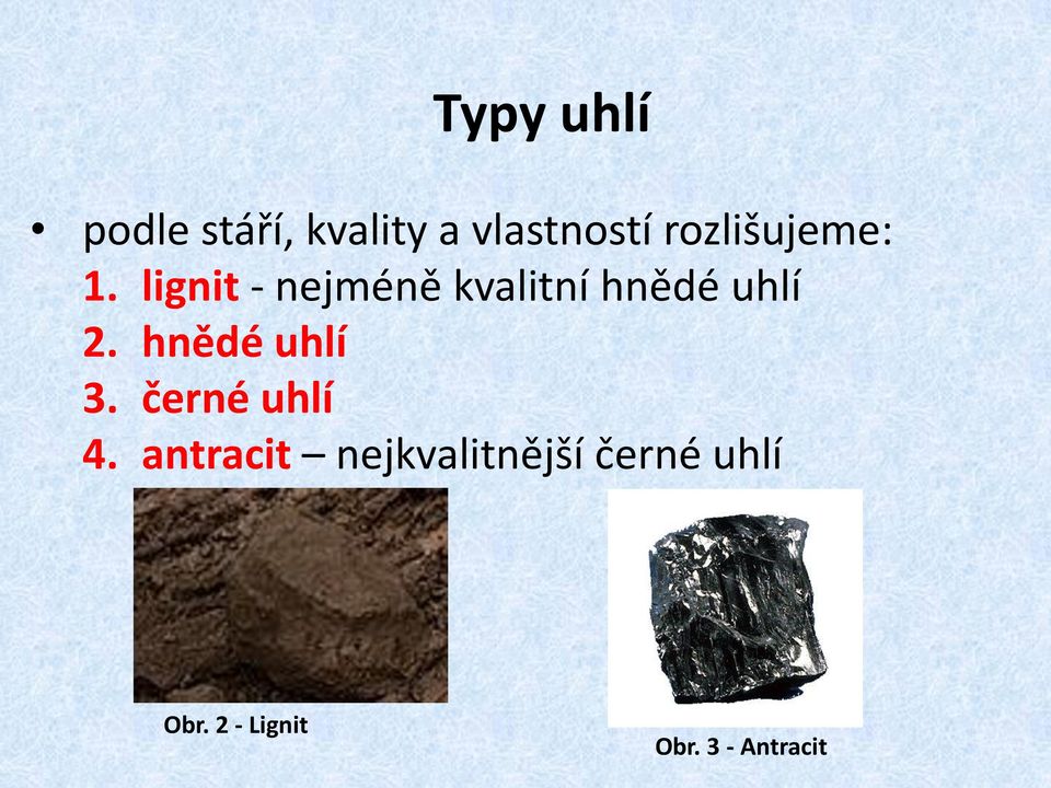 lignit - nejméně kvalitní hnědé uhlí 2.