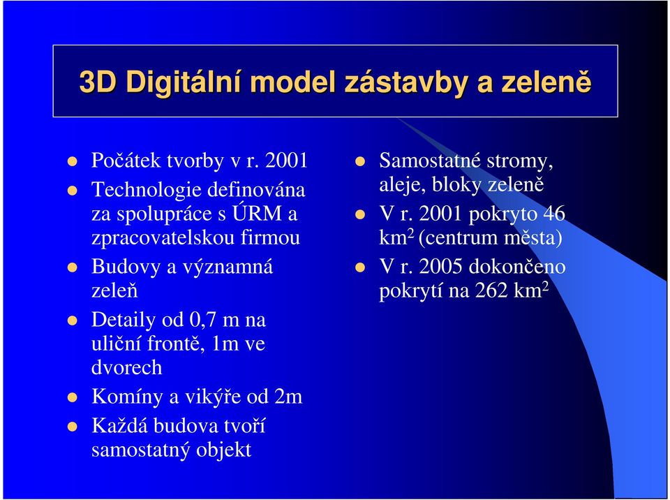 Detaily od 0,7 m na uliční frontě, 1m ve dvorech Komíny a vikýře od 2m Každá budova tvoří