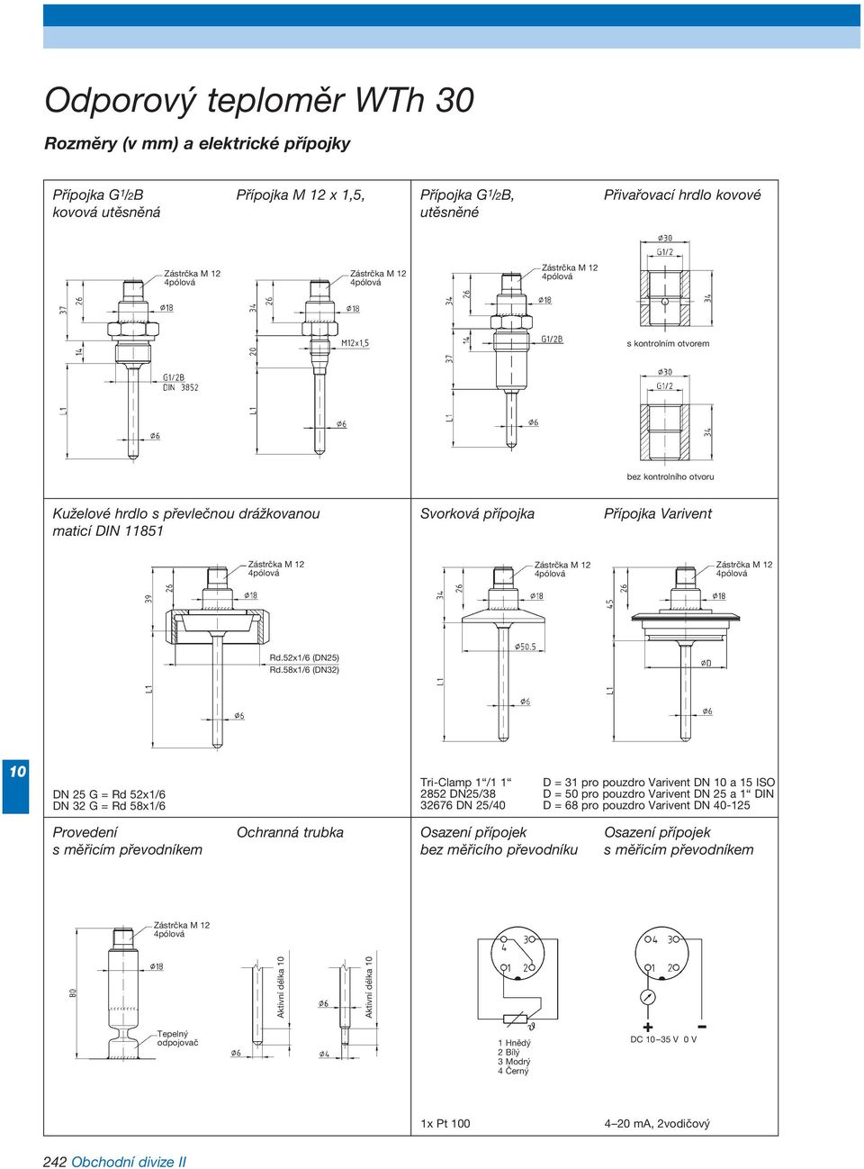 58x1/6 (DN32) DN 25 G = Rd 52x1/6 DN 32 G = Rd 58x1/6 Tri-Clamp 1 /1 1 D = 31 pro pouzdro Varivent DN a ISO 2852 DN25/38 D = 50 pro pouzdro Varivent DN 25 a 1 DIN 32676 DN 25/40 D = 68 pro