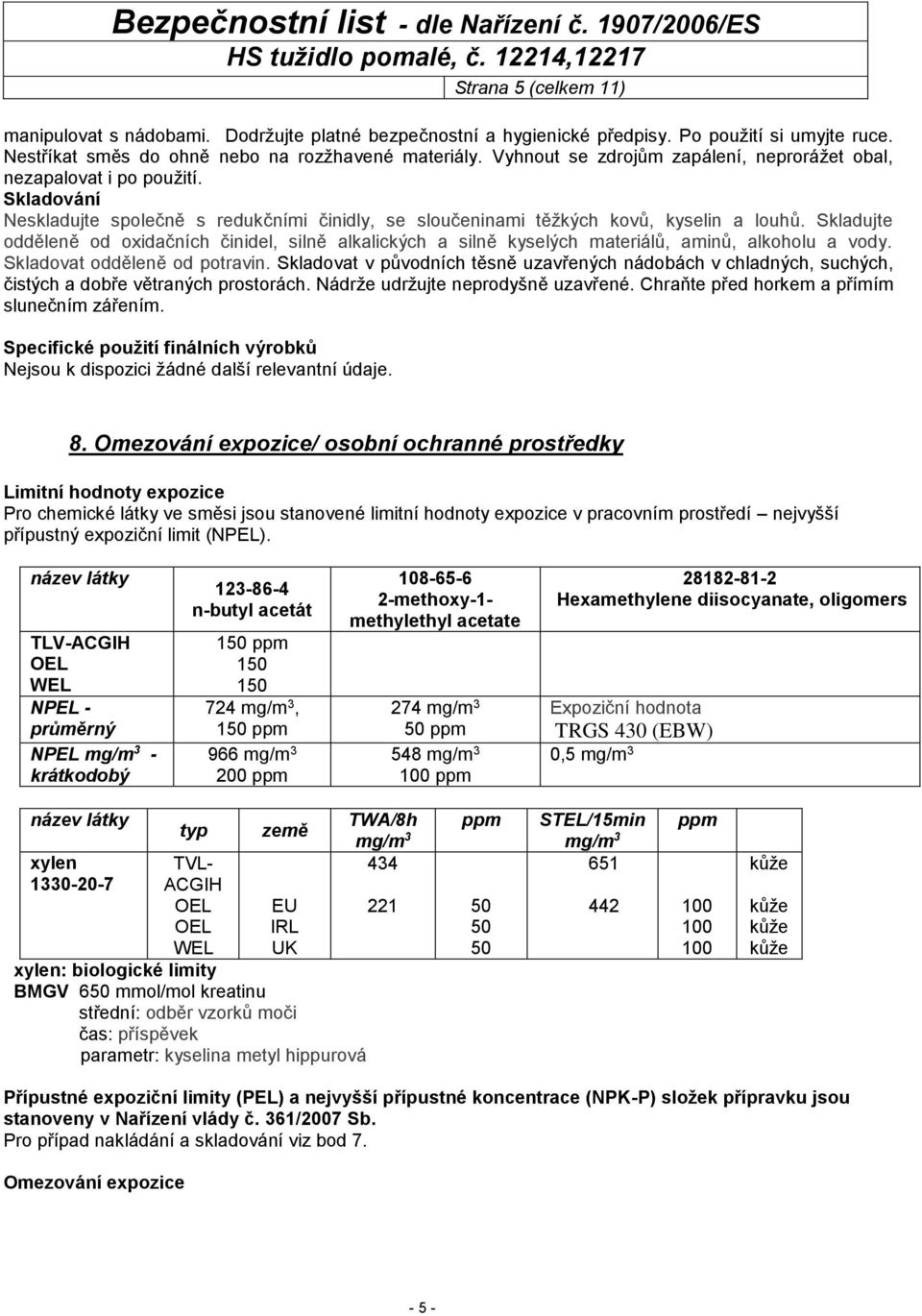 Skladujte odděleně od oxidačních činidel, silně alkalických a silně kyselých materiálů, aminů, alkoholu a vody. Skladovat odděleně od potravin.