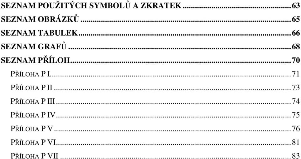 ..70 PŘÍLOHA P I...71 PŘÍLOHA P II...73 PŘÍLOHA P III.