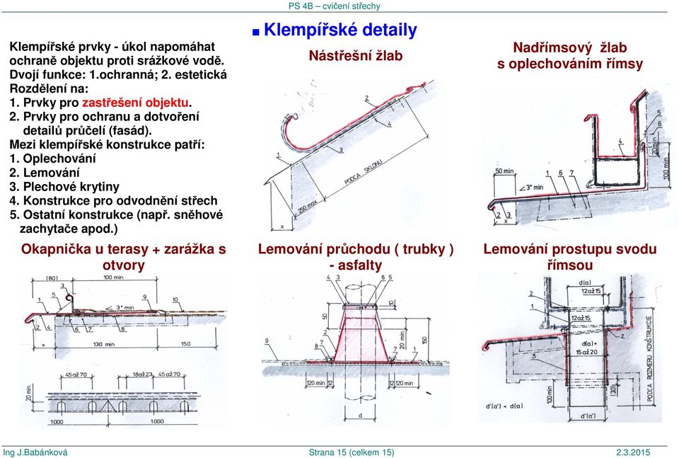 Konstrukce pro odvodnění střech 5. Ostatní konstrukce (např. sněhové zachytače apod.