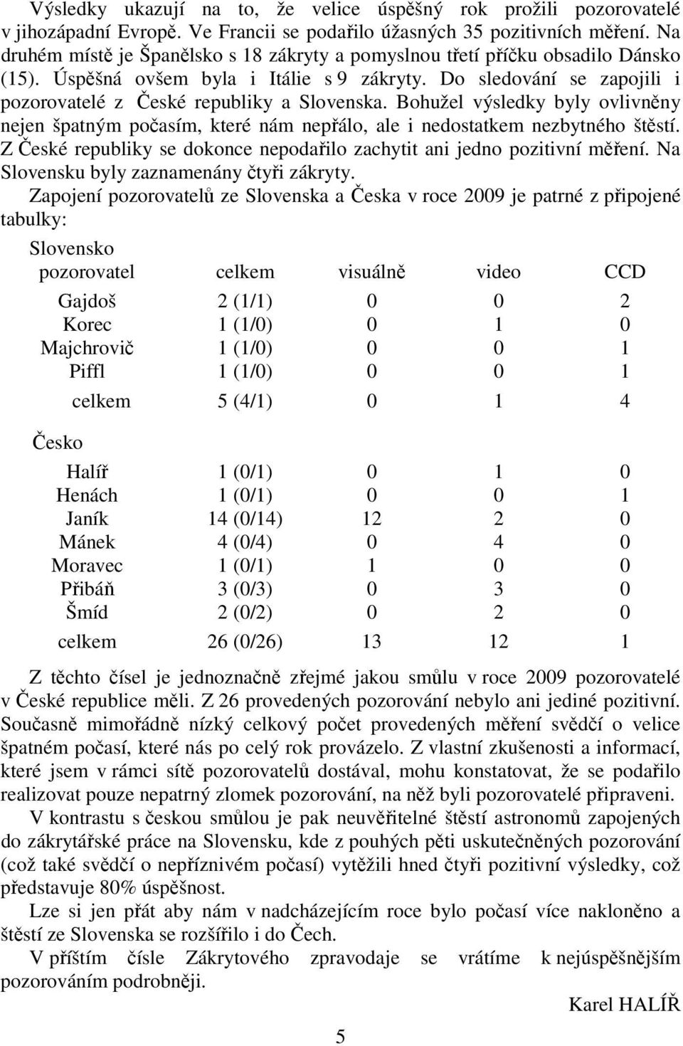 Bohužel výsledky byly ovlivněny nejen špatným počasím, které nám nepřálo, ale i nedostatkem nezbytného štěstí. Z České republiky se dokonce nepodařilo zachytit ani jedno pozitivní měření.