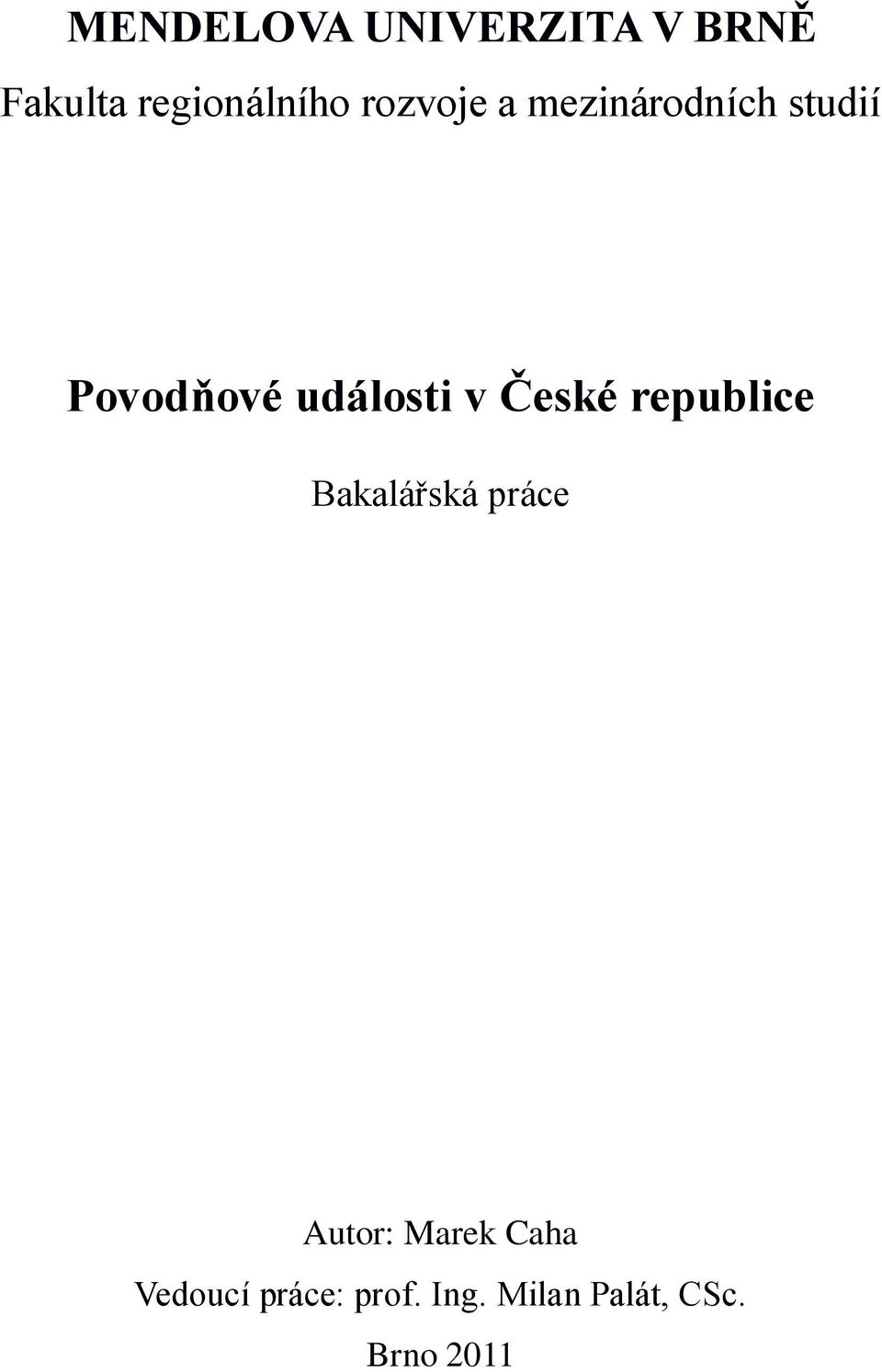 České republice Bakalářská práce Autor: Marek Caha