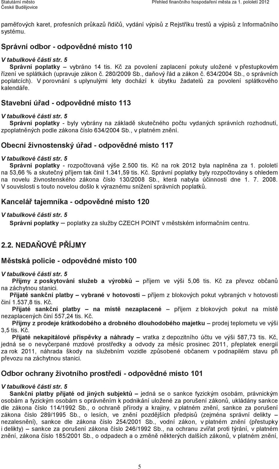 , daňový řád a zákon č. 634/2004 Sb., o správních poplatcích). V porovnání s uplynulými lety dochází k úbytku žadatelů za povolení splátkového kalendáře.