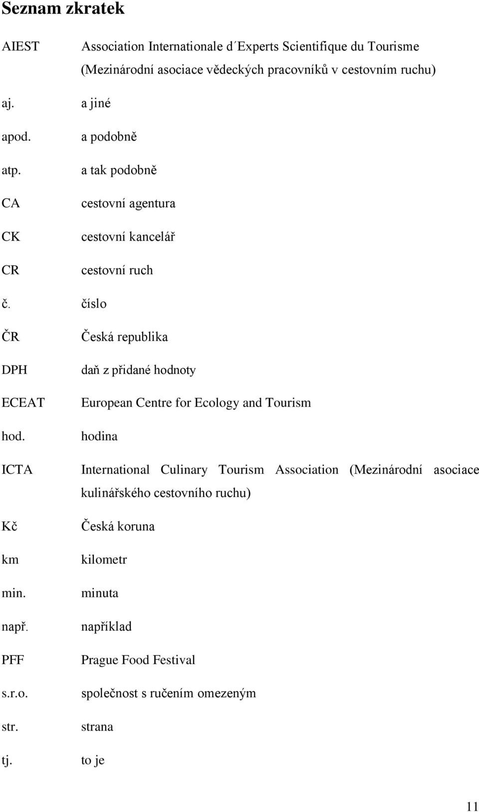 tak podobně cestovní agentura cestovní kancelář cestovní ruch č. číslo ČR DPH ECEAT hod. ICTA Kč km min. např. PFF s.r.o. str. tj.