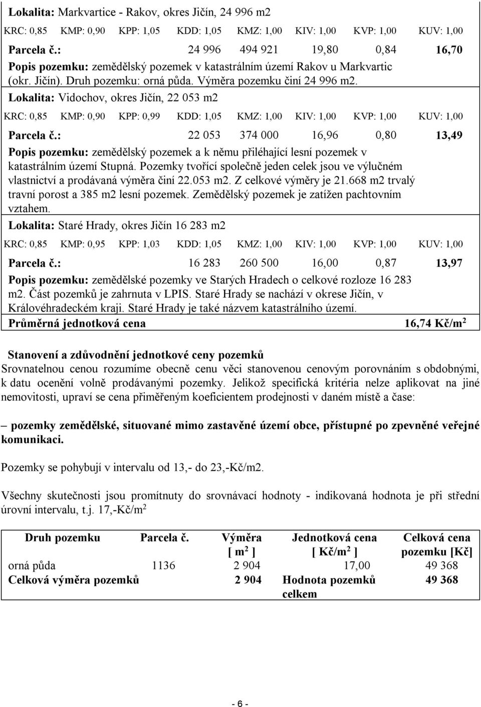 Lokalita: Vidochov, okres Jičín, 22 053 m2 KRC: 0,85 KMP: 0,90 KPP: 0,99 KDD: 1,05 KMZ: 1,00 KIV: 1,00 KVP: 1,00 KUV: 1,00 Parcela č.